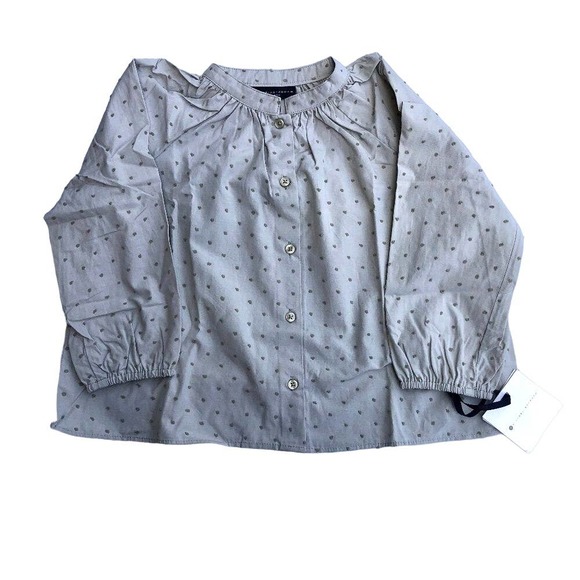 Victoria Beckham Gray Swiss Dot Button Down Shirt New L - Picture 1 of 6